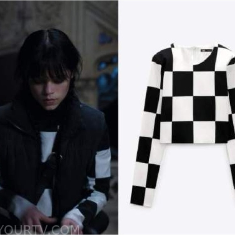 Zara check print top
